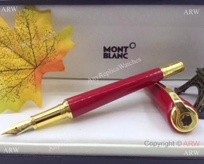 2019 Copy Mont Blanc Muses Marilyn Monroe Gold and Red Fountain Pen